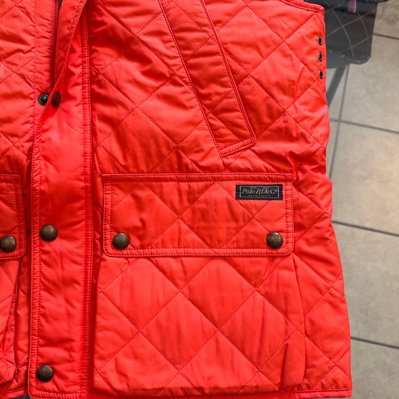 POLO RALPH LAUREN MEN’S QUILTED VEST IN ORANCH DIAMOND SIZE-M - Picture 7 of 9
